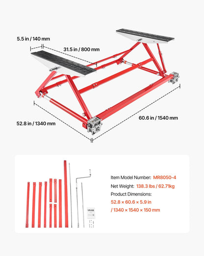 VEVOR Portable Car Lift 4400 lbs Manual Car Lift System Jack 23" Home Garage
